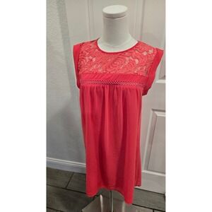 Speechless Coral Pink Lace Yoke Sleeveless Shift Dress Womens Medium JA83871H184